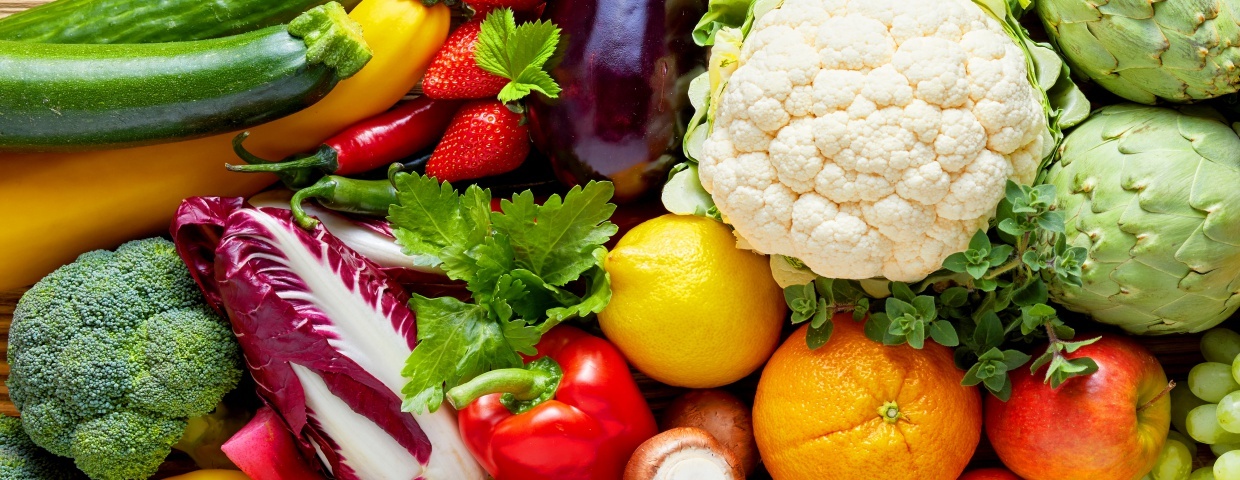 colorful selection of fresh veggies and fruits