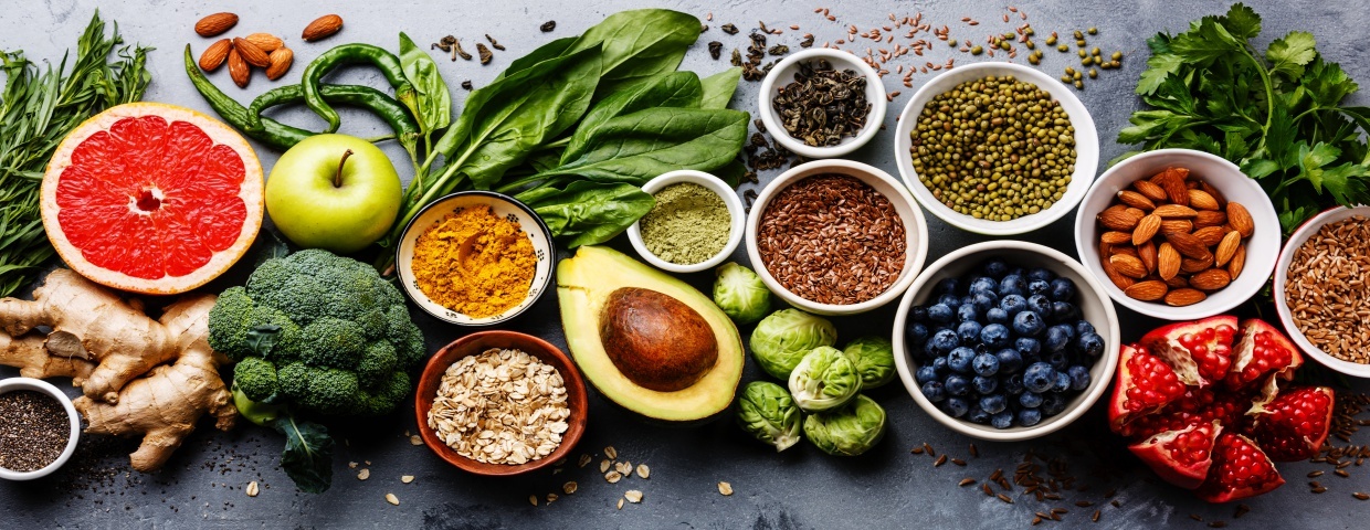 colorful table of fruits and veggies with antioxidants